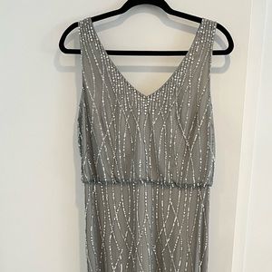 Adrianna Papell full length sequin dress light blue